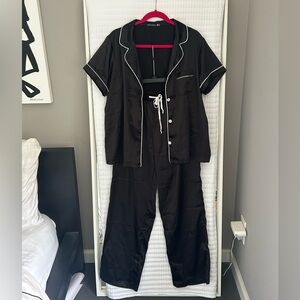 Women's Tart Intimates Black Satin Pajama Set